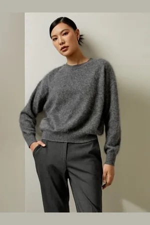 Lilysilk Maglioni Cashmere Donne Spalle Rilassatecashmere Cashmere Essenziale Per Il Lavoro Semplice Ma Raffinato Grigio Scuro Xs