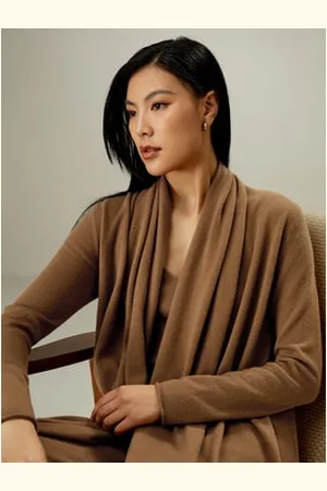Lilysilk Cardigan Aperto Aperto Con Collettodesign Senza Bottoni100% Cachemire 100% Cachemire Vestibilità Regolare Leggero E Traspirante Caramello L