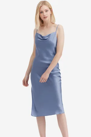 Lilysilk Vestiti In Seta Abito Abbigliamento Donna Di Seta 100% Seta Pura E Naturale Italia Azzurro