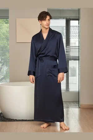 Lilysilk Uomini Kimono Seta Donna Scuro 100% Seta Naturale Grande Qualità Drappeggia Bene Scollo A V Morbida Vestaglia Lunga Di Seta L