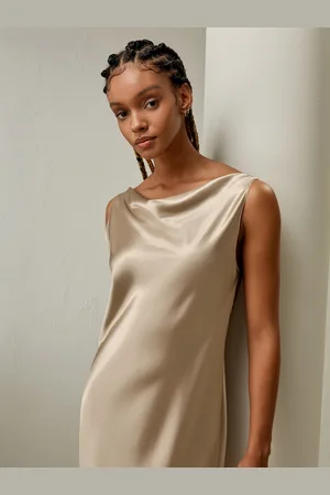 Lilysilk Vestito Di Seta Bronzo Taglio Sbieco, Classico E Minimalista 100% Seta Naturale Un Tocco Di Eleganza Nella Vostra Vita 48