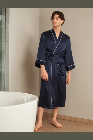 Lilysilk Uomini Vestaglia Di Seta Donna Scuro 100 Pura Seta Pacchetto Regalo Drappeggia Bene Manica Centrale Aiuto Per Il Sonno Xs