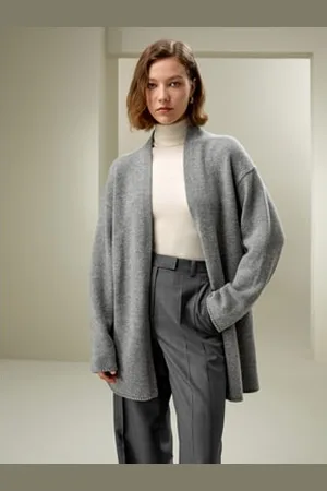Lilysilk Cardigan Progettato Per Una Vestibilità Ampiacashmere E Lana Cashmere E Lana Un Comfort E Un Lusso Duraturi Morbida Grigio Xl