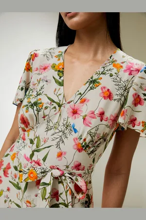Lilysilk Vestito Di Seta Acquarello Floreale Cintura In Seta Abbinata 100% Seta Naturale Confortevole E Amichevole Per Le Persone Allergiche 38