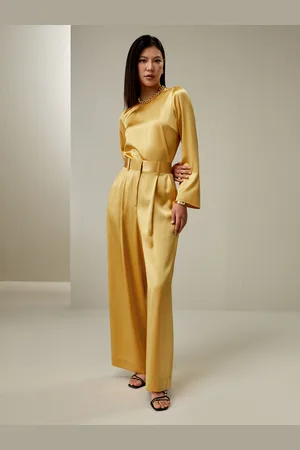 Lilysilk Pantaloni Di Seta Goccia Di Limone Vita Alta, Gamba Larga Seta Charmeuse 28 Mm Adatto A Tutte Le Stagioni 38