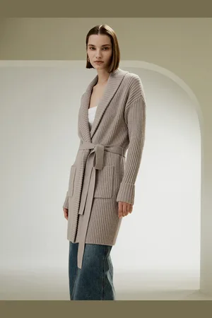 Lilysilk Cardigan Lana Donna Cammello Colletto A Scialle Senza Tempo 100% Lana Merino Privo Di Sostanze Chimiche Nocive L