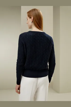 Lilysilk Cardigan Donna Personalizzabile100% Baby Cashmere 100% Baby Cashmere Stile Moderno E Femminilità Classica Semplice Ma Raffinato -Marino M