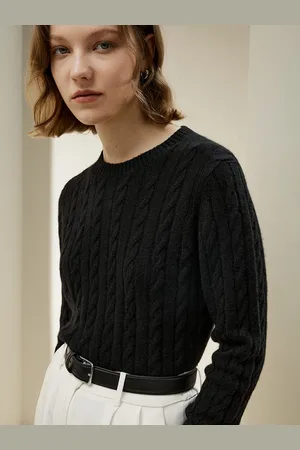 Lilysilk Maglia Di Lana Motivo A Trecce, Girocollo Lana E Cashmere Delicato Sulla Pelle E Traspirante XS