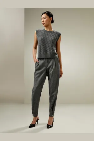 Lilysilk Pantaloni Comodo E Amichevole100% Lana Australiana Pura 100% Lana Australiana Pura Disponibile In Taglia Piccola Glen Plaid Piccola 40