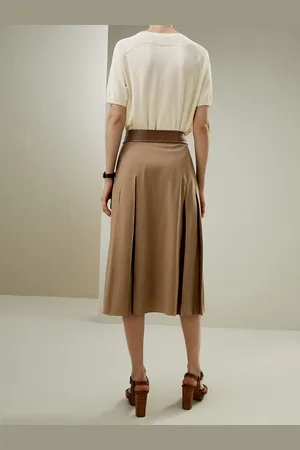 Lilysilk Gonne Maglia Di Lana Lana Merino E Foderata In Chiffon Adatto A Molteplici Occasioni Marrone 38