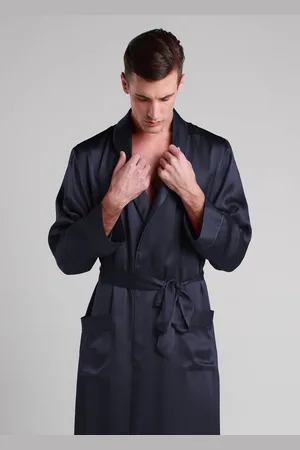 Lilysilk Kimono Seta Uomini Scuro Pura Seta Naturale Super Morbido Colletto Classico Con Risvolto Abbigliamento Da Salotto. Xxl
