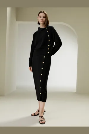 Lilysilk Maglia Cashmere Donna Bottoni A Pressione In Alto 100% Cashmere Un Must-Have Per L