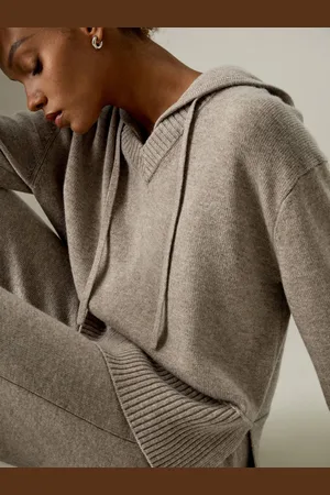 Lilysilk Felpa Da Donna Con Cappuccio Scollo A Vcappuccio Staccabilelana E Cashmere Lana E Cashmere Sito Ufficiale Più Ecologica Cammello Xl