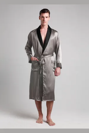 Lilysilk Uomini Kimono In Seta Grigio Scuro Charmeuse Di Seta Drappeggia Bene Resistente All
