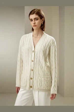 Lilysilk Cardigan Donna Elegante Ha Tasca70% Lana Merino, 30% Cashmere 70% Lana Merino, 30% Cashmere Classica Facile Da Abbinare L