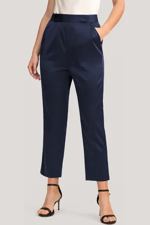 Lilysilk Pantaloni Seta Donna -Marino Vita Alta, Lunghezza Tagliata Seta Di Gelso Confortevole E Amichevole Per Le Persone Allergiche 50