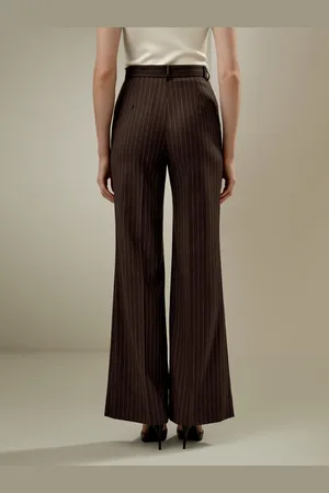 Lilysilk Pantaloni In Seta A Vita Altadrappeggia Bene Drappeggia Bene Stile Vintage Pulito E Ordinato Caffè Scuro 50