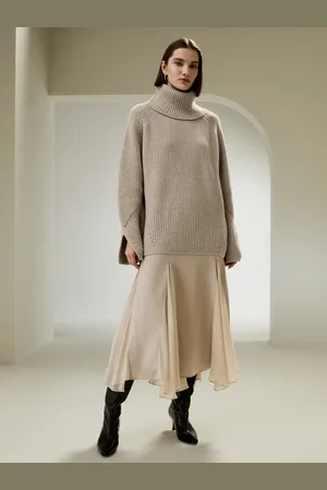 Lilysilk Maglione Di Lana Cammello Spacchetti Sui Polsini, Vestibilità Comoda 100% Lana Merino Privo Di Sostanze Chimiche Nocive XS