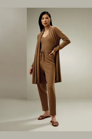 Lilysilk Cardigan Lungo Donna Tempo Libero100% Cachemire 100% Cachemire Per Le Persone Allergiche Ipoallergenico Caramello Xl