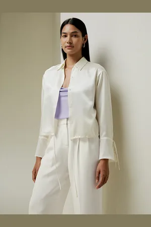 Lilysilk Bluse Eleganti In Seta Giglio Bianco Increspature Sull