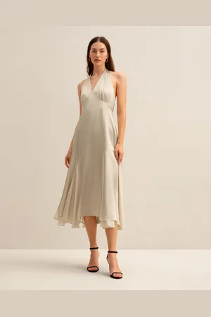 Lilysilk Abito In Seta IT Donna Halterneck Collar Albicocca chiara 42