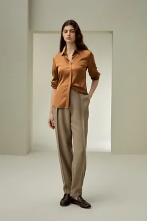 Lilysilk Camicie Seta Femmina Vestibilità Slim Pura Seta Leggero E Traspirante Caffè L