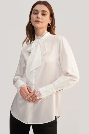 Lilysilk Camicie Donne Eleganti Seta Donna Delicati Bottoni In Pizzo E Perle Seta Delicato Per La Pelle E Traspirante XXL