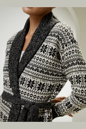 Lilysilk Cardigan Lana Donna Con Fiocchi Di Neve Cardigan Con Cravatta In Vita 100% Lana Eleganza Senza Tempo E Stile Sofisticato M