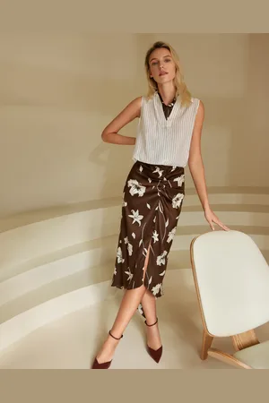 Lilysilk Gonna Seta Stampa Vintage Giglio Seta Naturale Privo Di Sostanze Chimiche Nocive 40