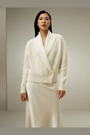 Lilysilk Cardigan In Maglia Con Collo A Scialle E Spalle Scoperte S