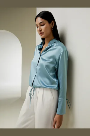 Lilysilk Camicie Donne Eleganti Seta Foschia Increspature Sull