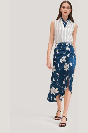 Lilysilk Gonna Midi Vintage In Seta Lily Abito Seta Cobalto