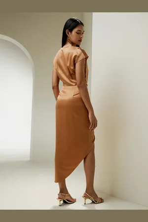 Lilysilk Abito Da Sposa Seta Caramello Lunghezza Midi, Occasioni Speciali 100% Pura Seta Si Adatta Meglio Alla Forma Del Corpo 48