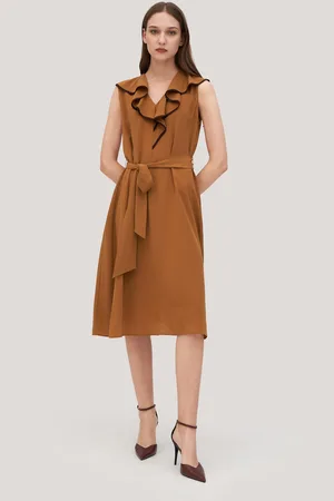 Lilysilk Abiti In Seta Vestito Abbigliamento Donna Di Seta 100% Seta Pura E Naturale Italia Caramello Scuro
