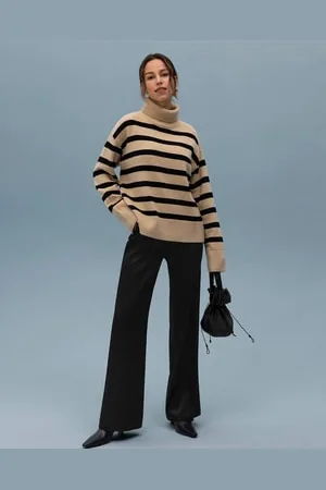 Lilysilk Maglione A Righe Tarra Strisce Nere E Toffee L