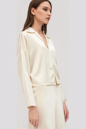 Lilysilk Camicia Seta Donna Scollo A V, Maniche A Pipistrello 100% Seta Pura Privo Di Sostanze Chimiche Nocive M