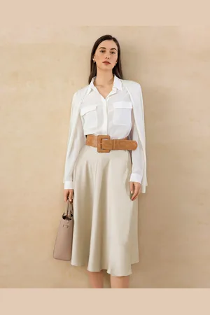 Lilysilk Gonne In Seta Albicocca Orlo Oversize, Vestibilità Morbida 100% Seta Pura Perfettamente Adatto Per Clienti Con Le Pelli Sensibili 40