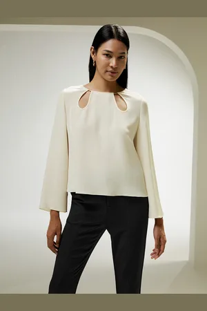 Lilysilk Bluse Di Seta Bianco Taglio A Goccia, Stile Parigino 30 Seta Momme Privo Di Sostanze Chimiche Nocive XS