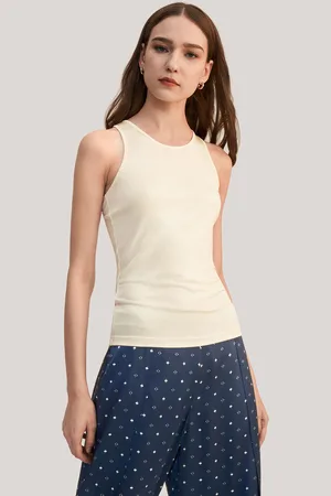 Lilysilk Canotte In Seta Eleganti Forma Racer-Back, Vestibilità Slim Maglia In Seta Delicato Per La Pelle E Traspirante M
