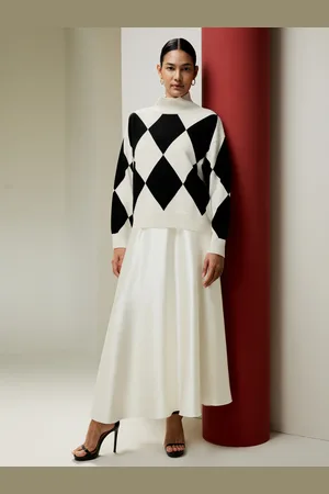 Lilysilk Maglie Lana Donna Diamante Bianco E Collo Alto Con Spalla Scesa Lana Merino Ultra Fine Incredibilmente Morbido E Caldo L