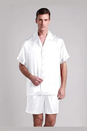 Lilysilk Pigiama Corto Classico In Seta Con Colletto Dentellato M