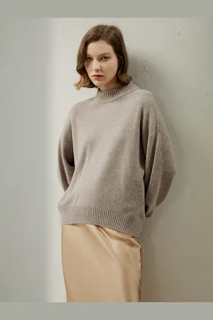 Lilysilk Maglione Di Lana Cammello Colletto, Polsini E Orlo A Coste Lana E Cashmere Leggero E Morbido Cozy M