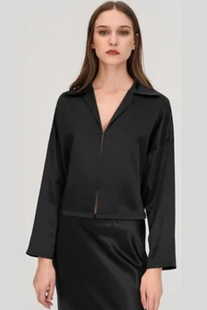 Lilysilk Italia Camicetta Seta Camicia Retrò In Seta Osmanto A Pipistrello 100% Seta Pura E Naturale
