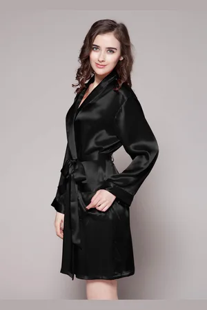 Lilysilk Vestaglia Seta Seta Liscia Lussuosa Maniche Lunghe Colori Brillanti Comodo E Amichevole Xs