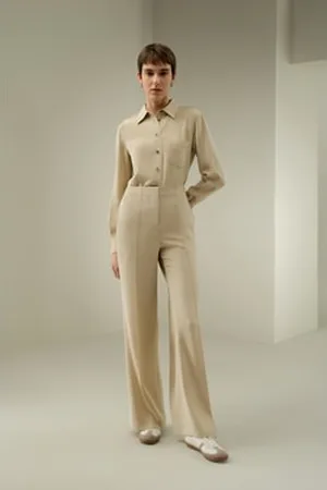 Lilysilk Pantaloni In Seta Femmina Resistente Alle Pieghe Pura Seta Confort Di Lusso E Vestibilità Fluid Comodo E Amichevole Duna 42