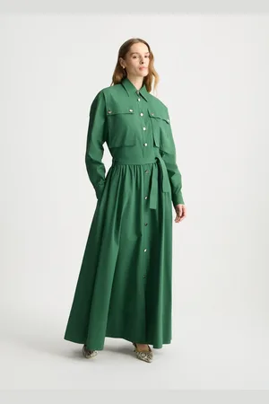 Liu Jo Vestito Chemisier Lungo Verde