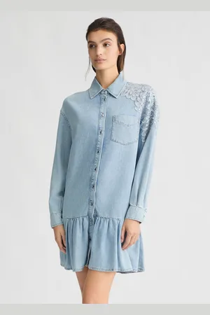 Liu Jo Abito In Denim Con Pizzo
