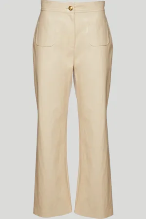 Pinko Pantalone Flare in Simil Pelle Beige