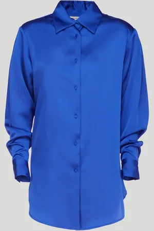 NINEMINUTES Camicia in Satin Blu Elettrico