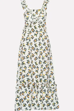 Glamorous Abito Lungo Bianco con Stampa Limoni